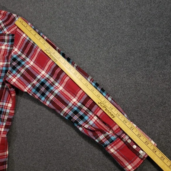 Wrangler Flannel Shirt Mens Large Red Blue Plaid Vintage Pearl Snap Button Up‎ - Picture 6 of 6